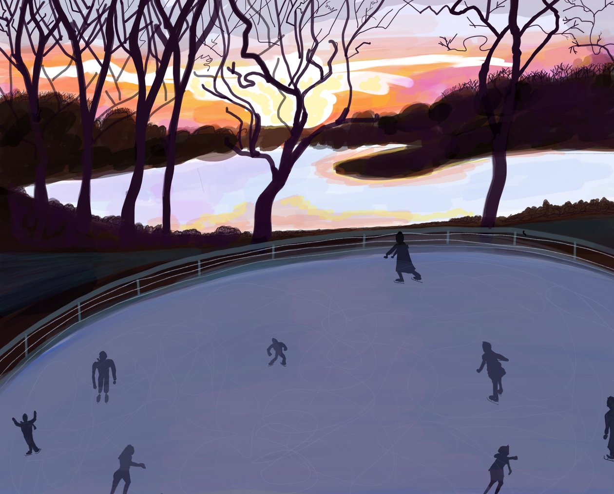 Skøjteløb, Prospect Park , Brooklyn (digital kunst) af Evan Sklar