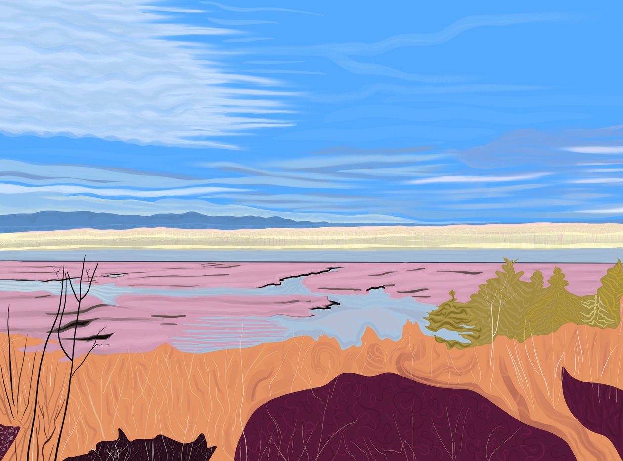 Hudson-floden set fra Hudson i New York. (digital kunst) af Evan Sklar