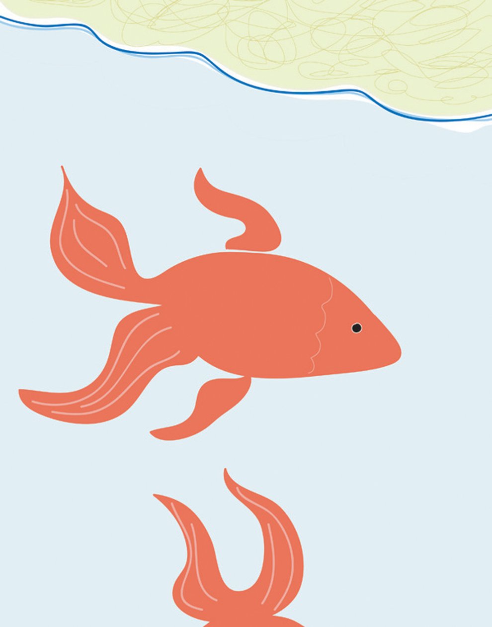 Two Goldfish In Bowl, 2015 (håndtegnet på en iPad med en Apple-blyant) af Evan Sklar