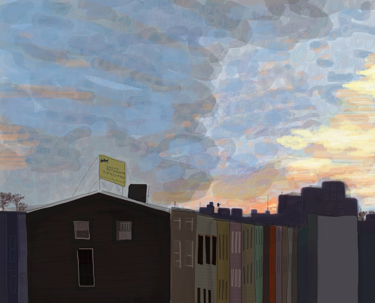 View From Gowanus Expressway, 2016 (håndtegnet på en iPad med en Apple-blyant) af Evan Sklar