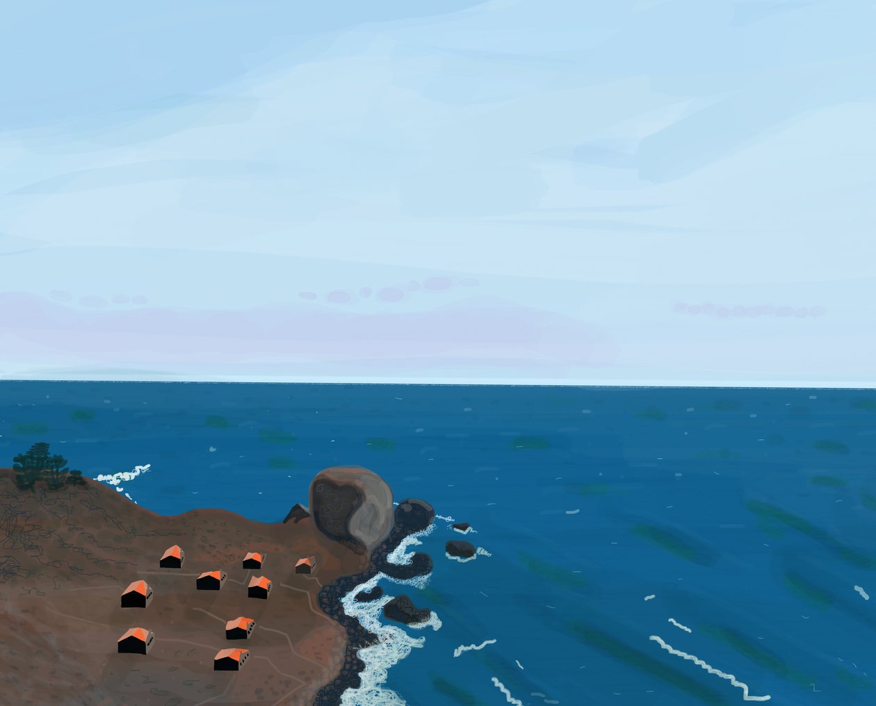 View From Pacific Coast Highway, 2016 (håndtegnet på en iPad med en Apple-blyant) af Evan Sklar