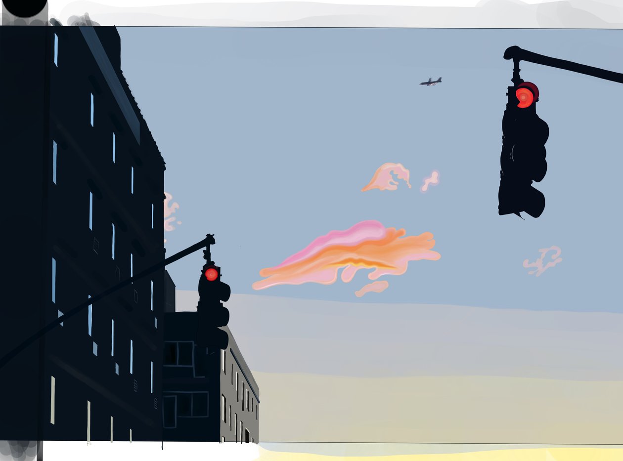 Udsigt til himlen ved Gowanus-krydset (digital kunst) af Evan Sklar
