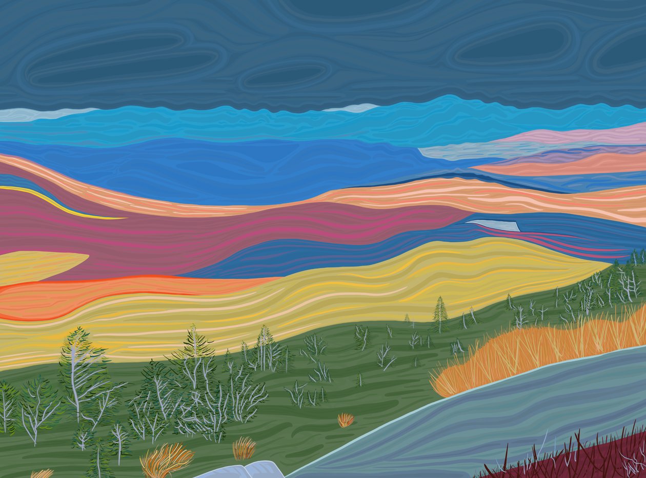 Udsigt over Catskill-bjergene om efteråret (digital kunst) af Evan Sklar