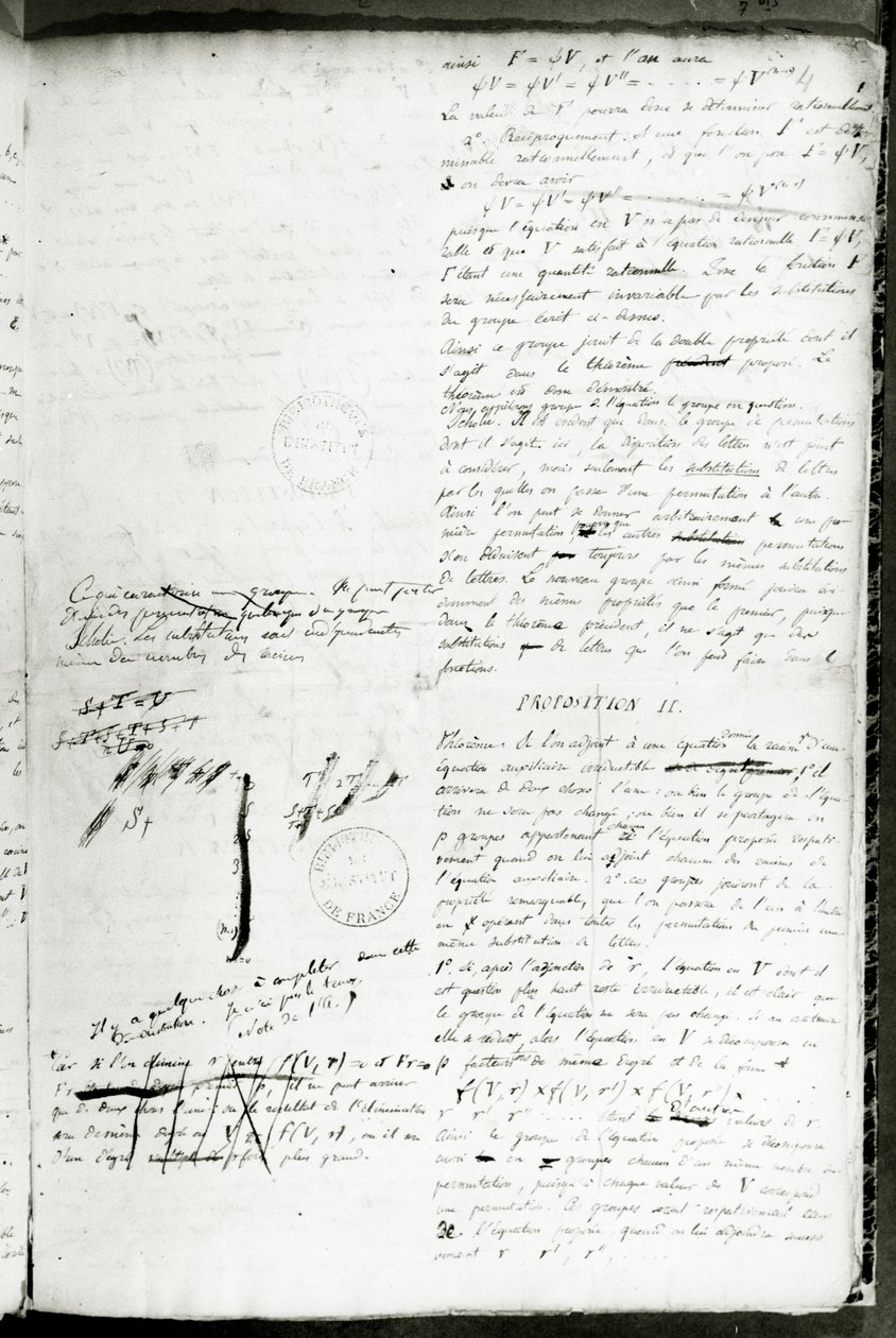 Ms 2108 f.4 Skrifter om betingelserne for at løse en ligning med radikaler, 1832 (se også 237127) af Evariste Galois