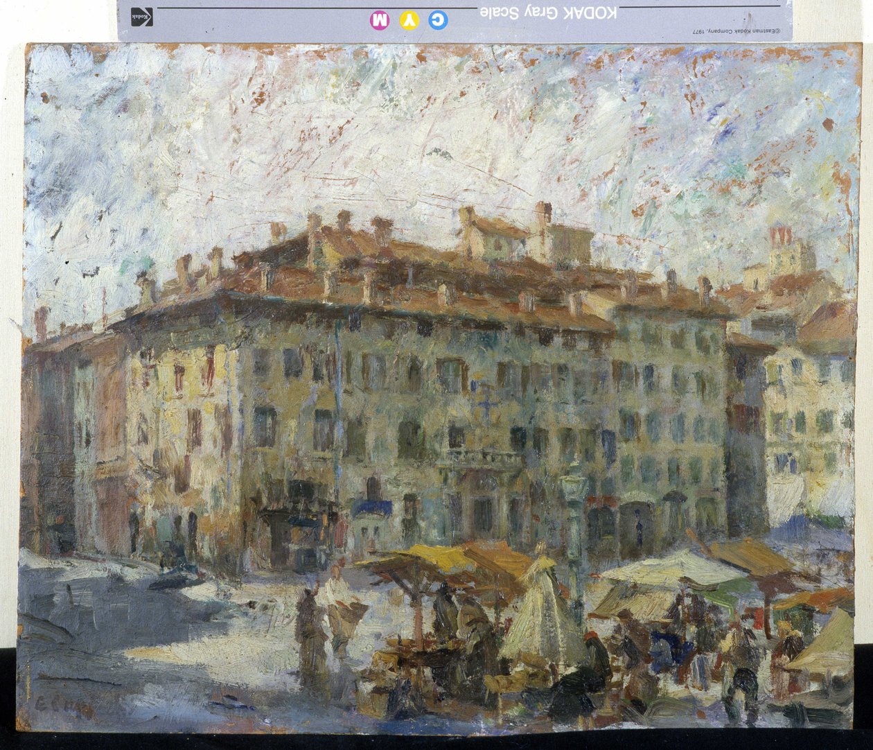 Marked på Piazza Grande i Modena (marts på Piazza Grande i Modene) (olie på lærred) af Evaristo Cappelli