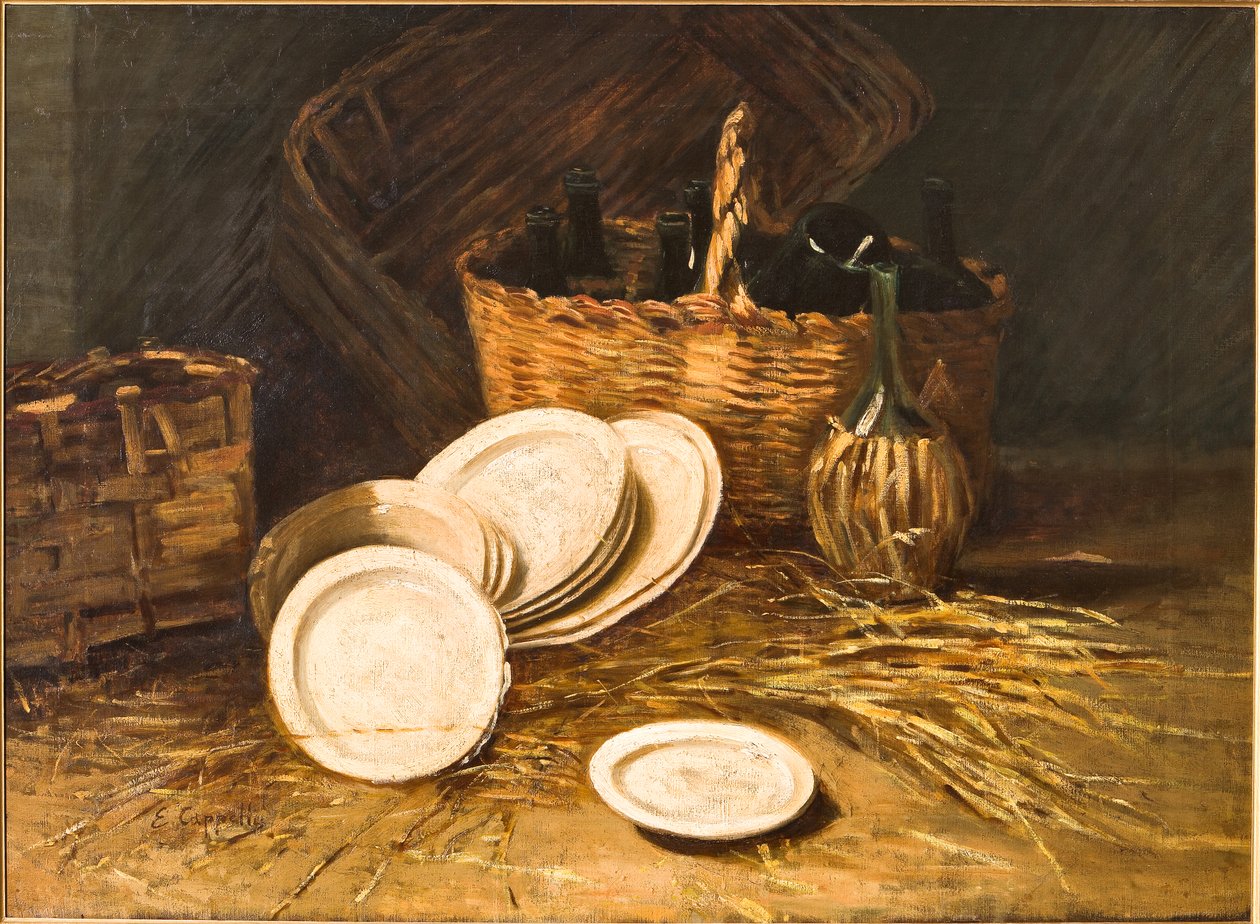 Stilleben (olie på lærred) af Evaristo Cappelli