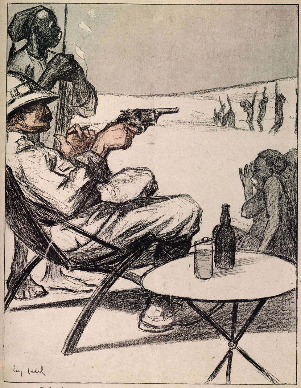 The Colonials, Mens vi venter på forstærkninger, arbejder vi lidt selv fra LAssiette Au Beurre, pub. august 1902 af Eve Cadel