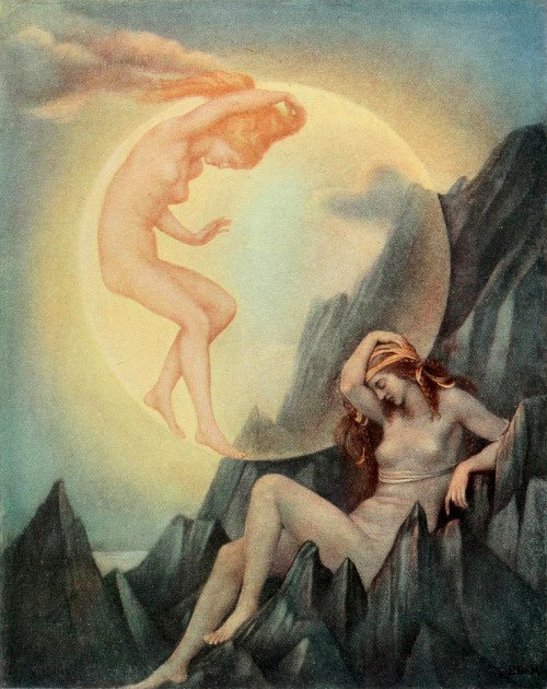 Den sovende jord og den aftagende måne af Evelyn De Morgan