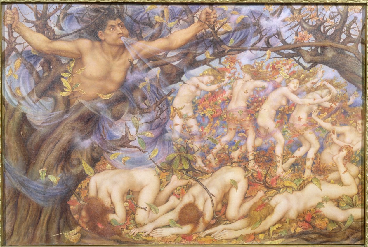 Boreas og nedfaldne blade af Evelyn De Morgan
