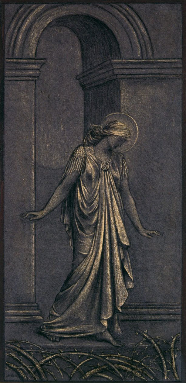 Afsluttet studie for The Thorny Way, ca. 1897 (kridt) af Evelyn De Morgan
