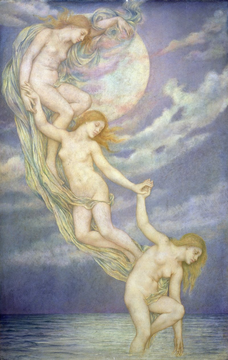 Månestråler dykker ned i havet af Evelyn De Morgan