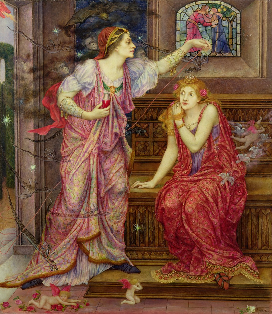 Dronning Eleanor og Fair Rosamund af Evelyn De Morgan
