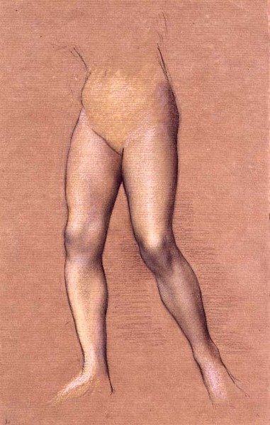 Figurstudie (kridt på papir) af Evelyn De Morgan
