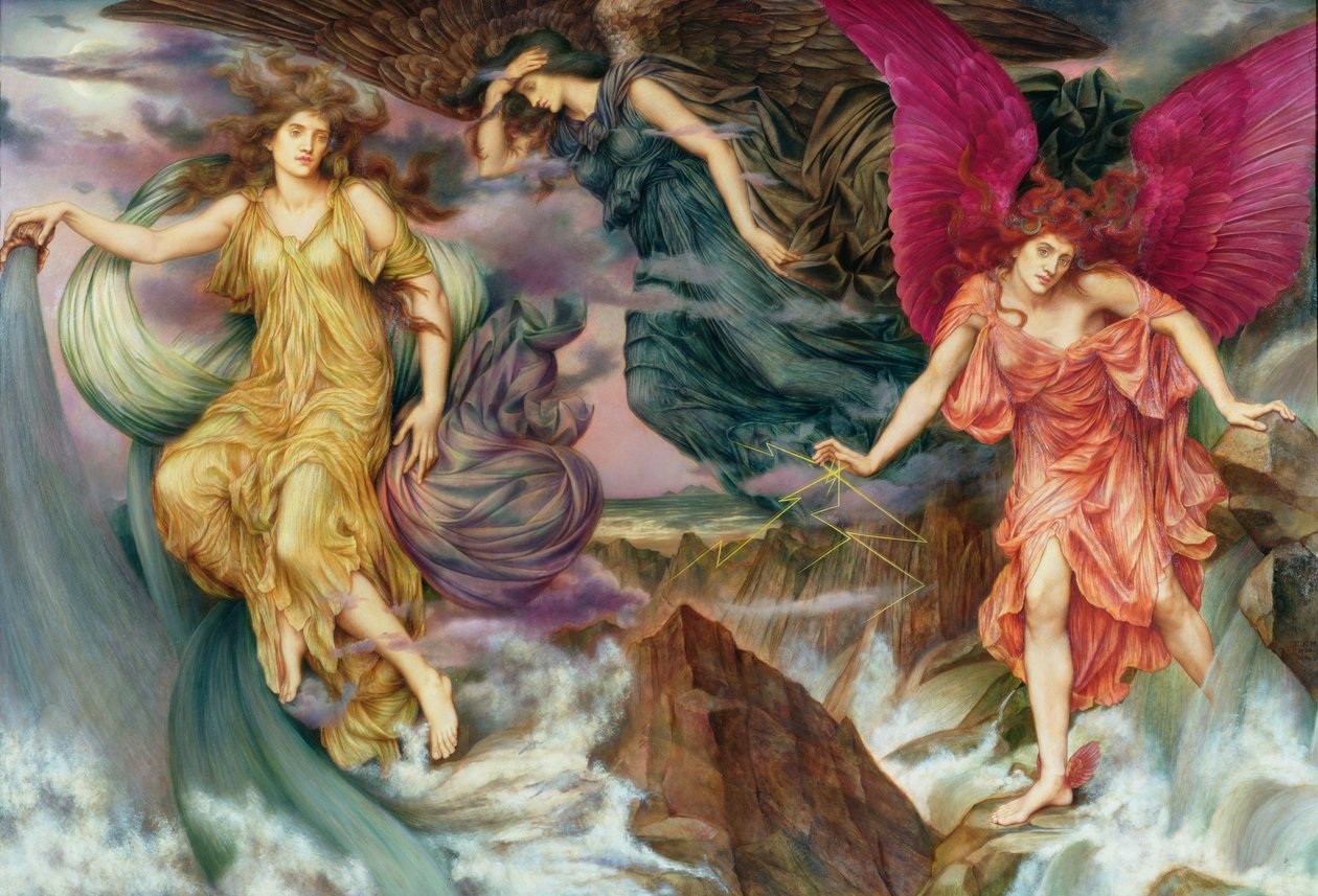 Les esprits de la tempete - Stormånderne, af De Morgan, Evelyn (1855-1919). Olie på lærred, ca. 1900. Watts Galleri af Evelyn De Morgan