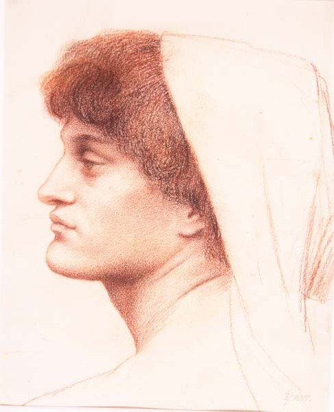 Profil af et kvindeligt hoved af Evelyn De Morgan