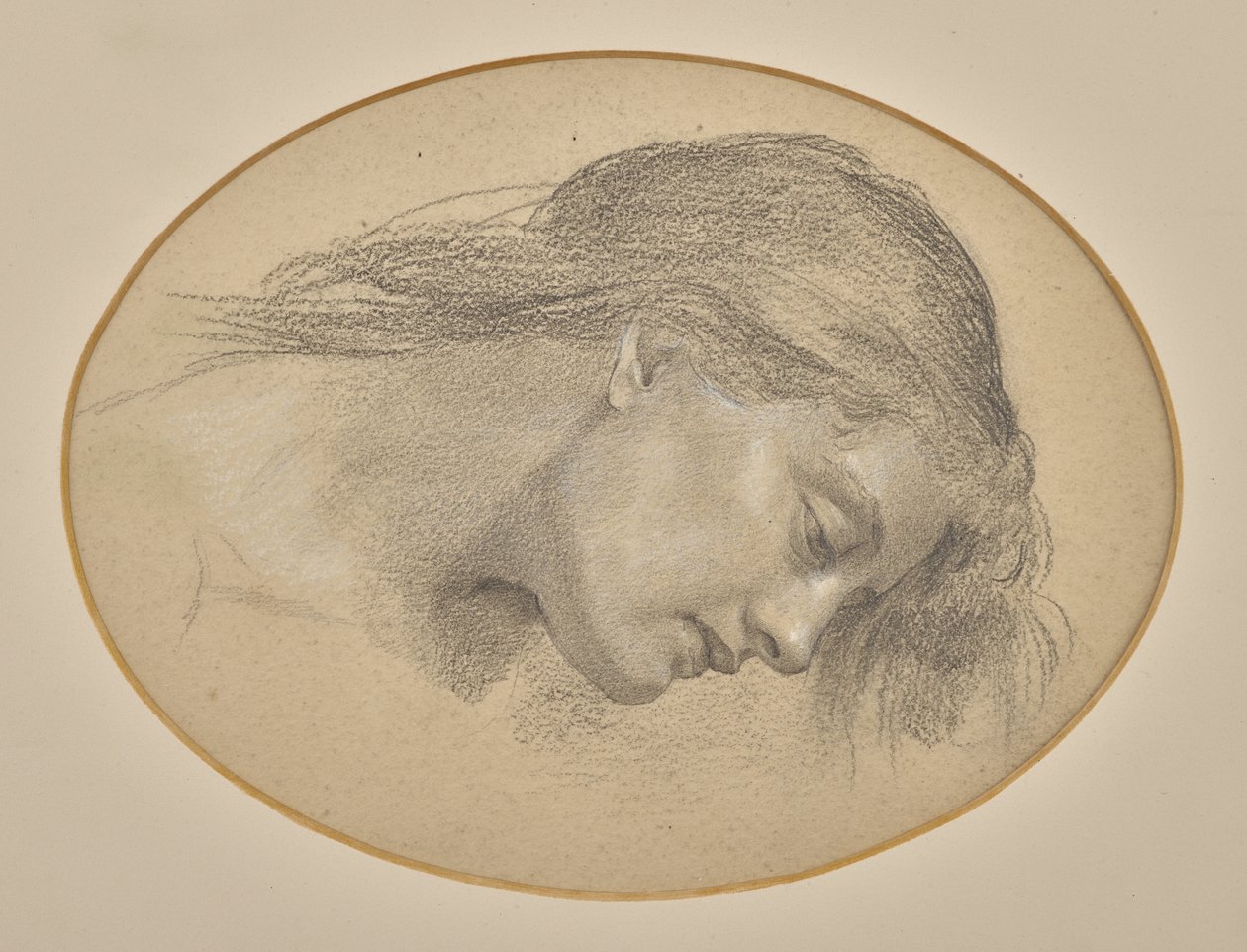 Studie til Månestråler, der dykker ned i havet (blyant) af Evelyn De Morgan