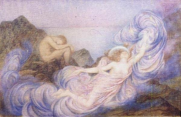 Twilight (olie på lærred) af Evelyn De Morgan