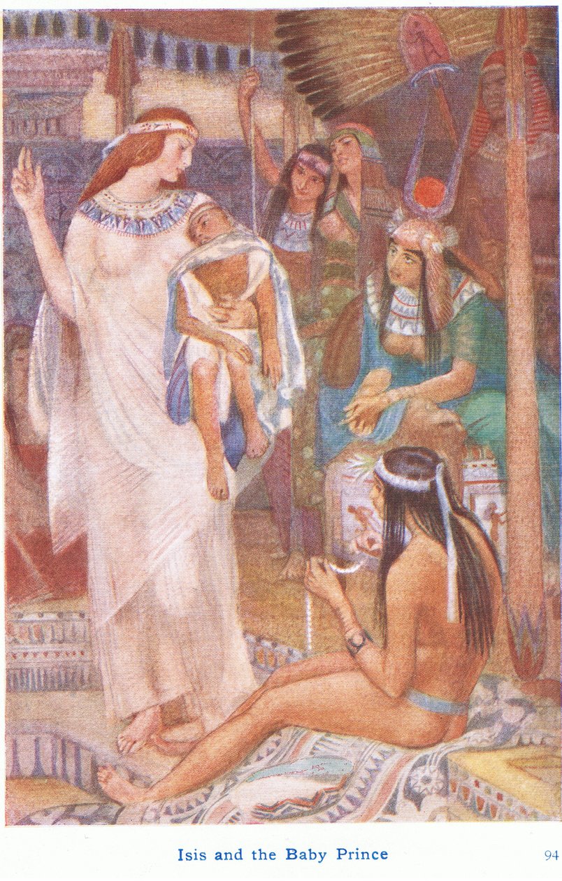 Isis og babyprinsen (farve litho) af Evelyn Paul