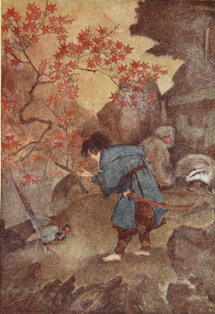 Momotaro og fasanen, illustration fra 