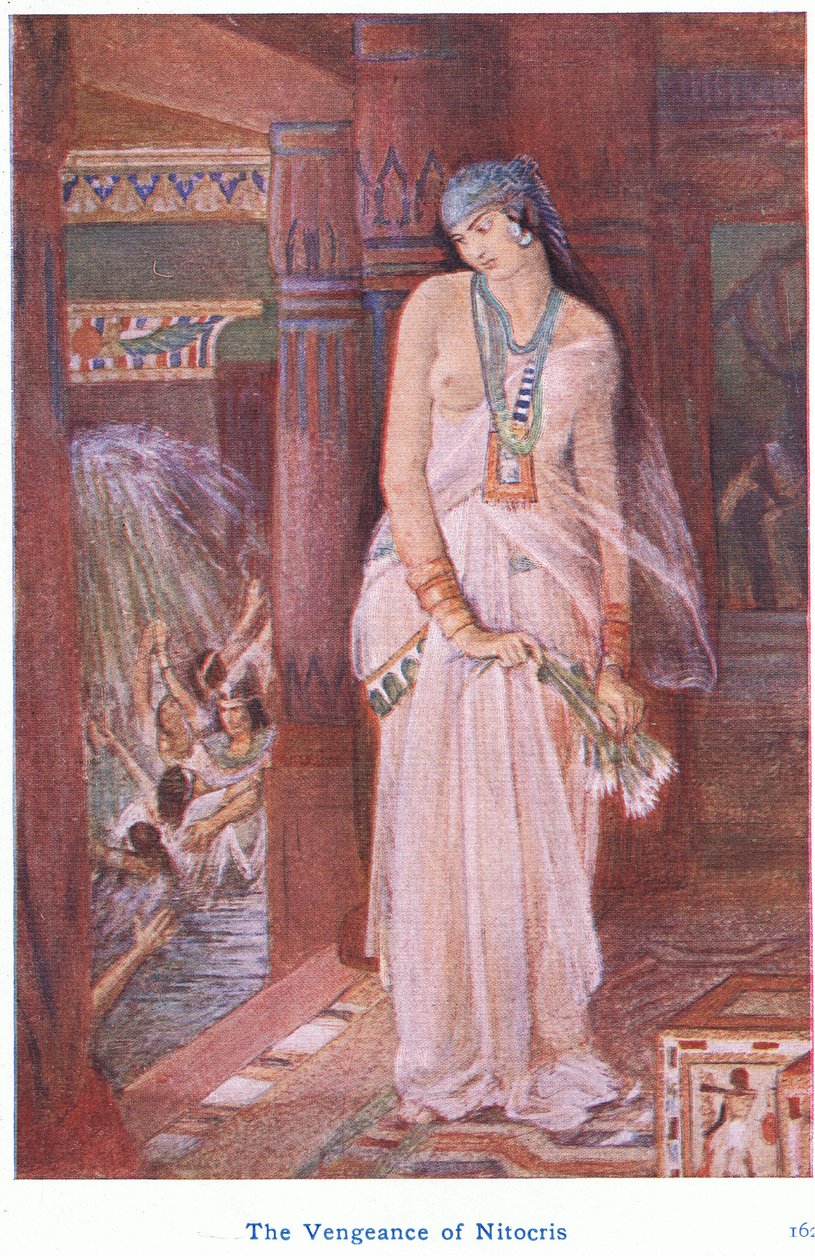Nitocris hævn (farve litho) af Evelyn Paul