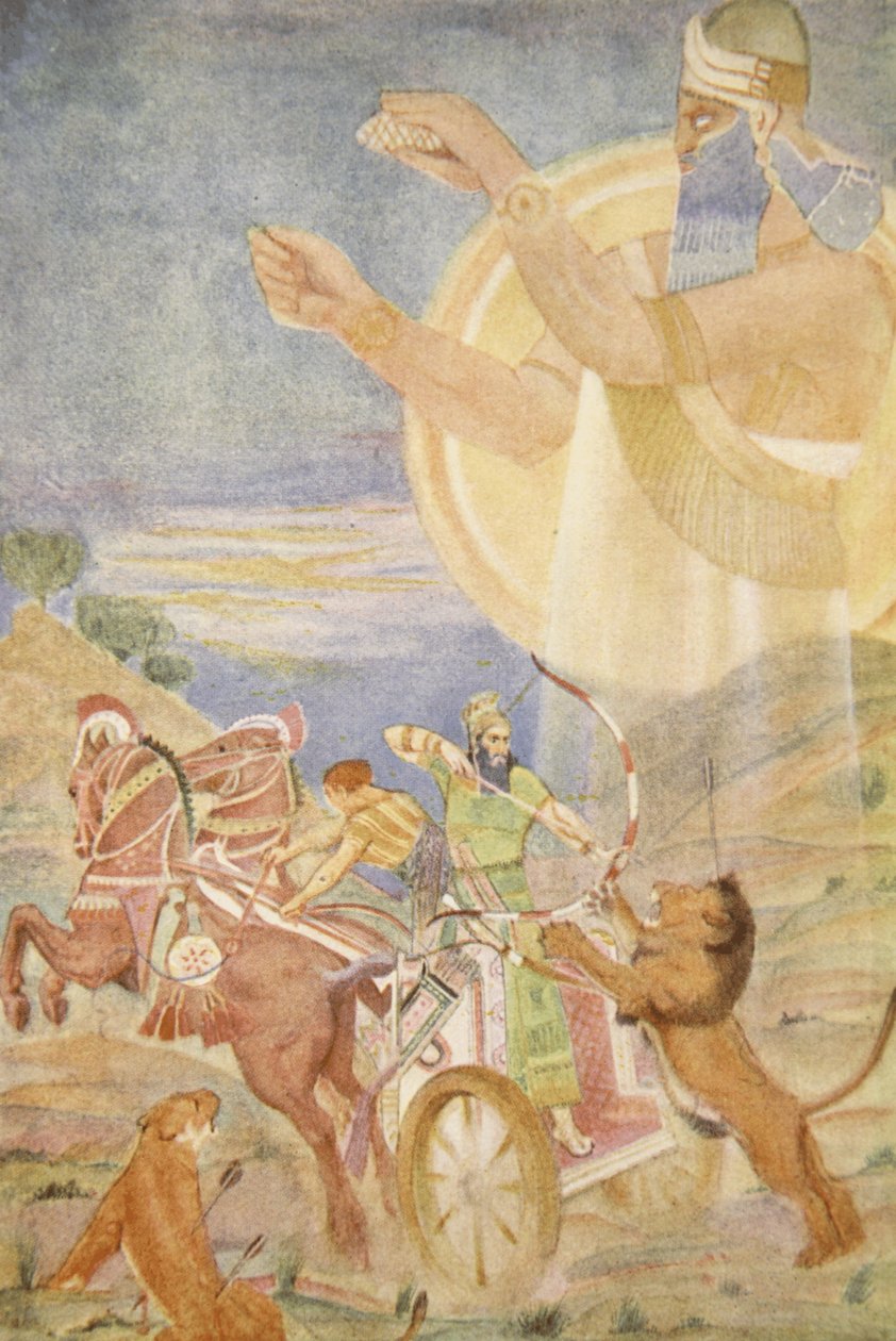 Tiglath-Pileser I instrueret af Ninib, illustration fra 