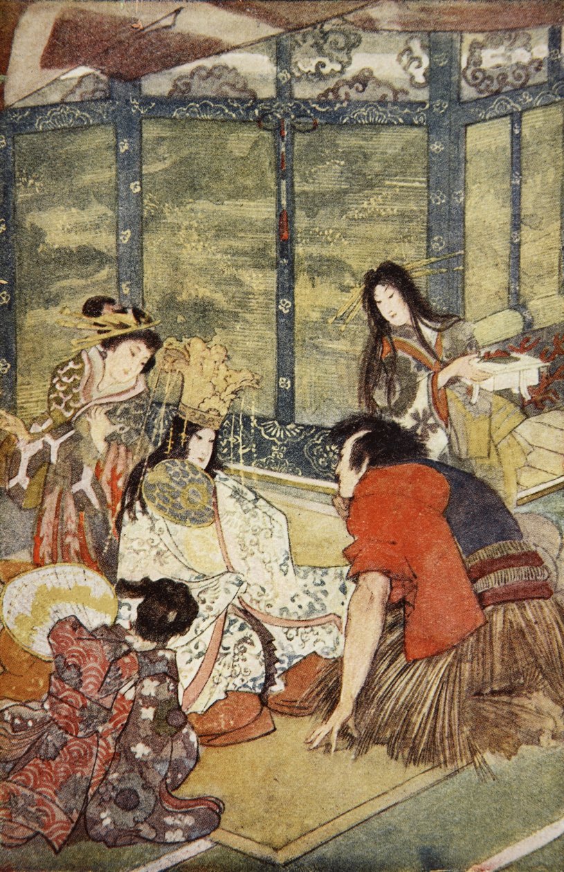Urashima og søkongens datter, illustration fra 