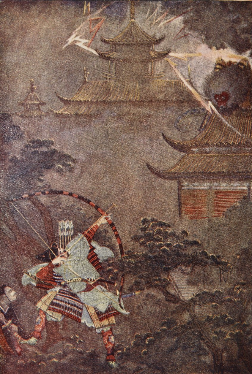 Yorimasa dræber monsteret, illustration fra 