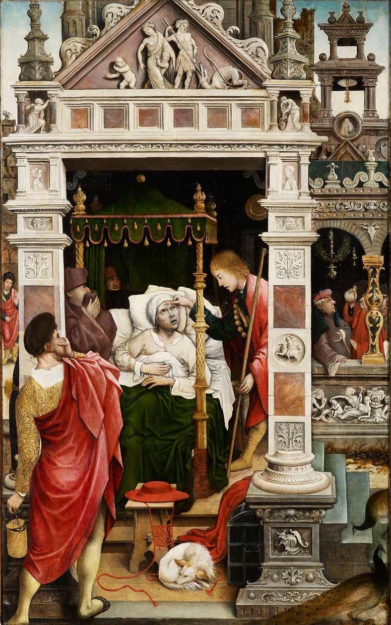 Scene fra Saint Rochs liv, 1517. af Everaert Orley