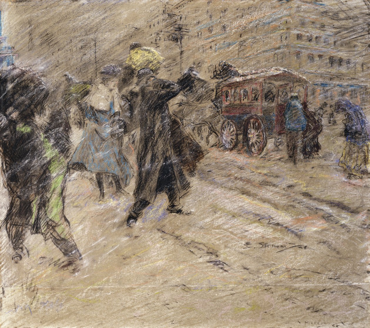 Snestorm, Madison Square, New York af Everett Shinn