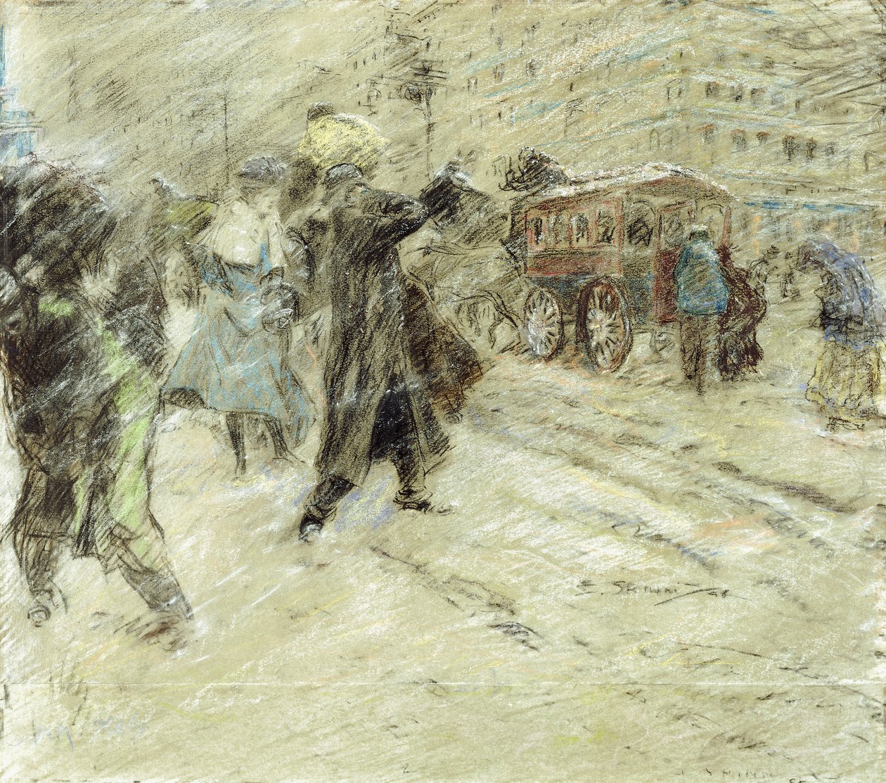Snestorm, Madison Square, New York af Everett Shinn