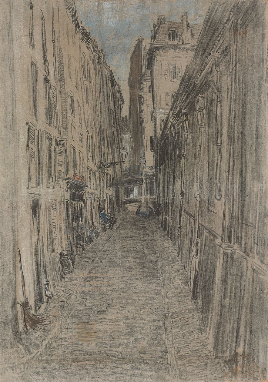 Gade i Paris (pastel på lærred) af Everett Shinn