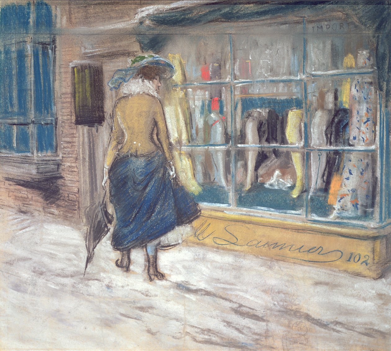 Window Shopping (pastel på papir) af Everett Shinn
