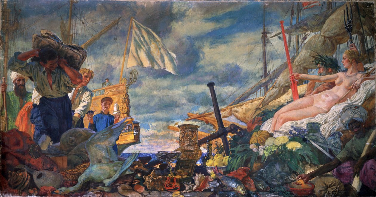 Allegori af den internationale handel. Maleri af Evgeny Evgenyevich Lanceray (Eugene Lansere) (1875-1946), olie på lærred. Russisk kunst, slutningen af ​​det 19.-begyndelsen af ​​det 20. århundrede. Statens Tretyakov-galleri, Moskva. af Evgeni Evgenievitch Lanceray
