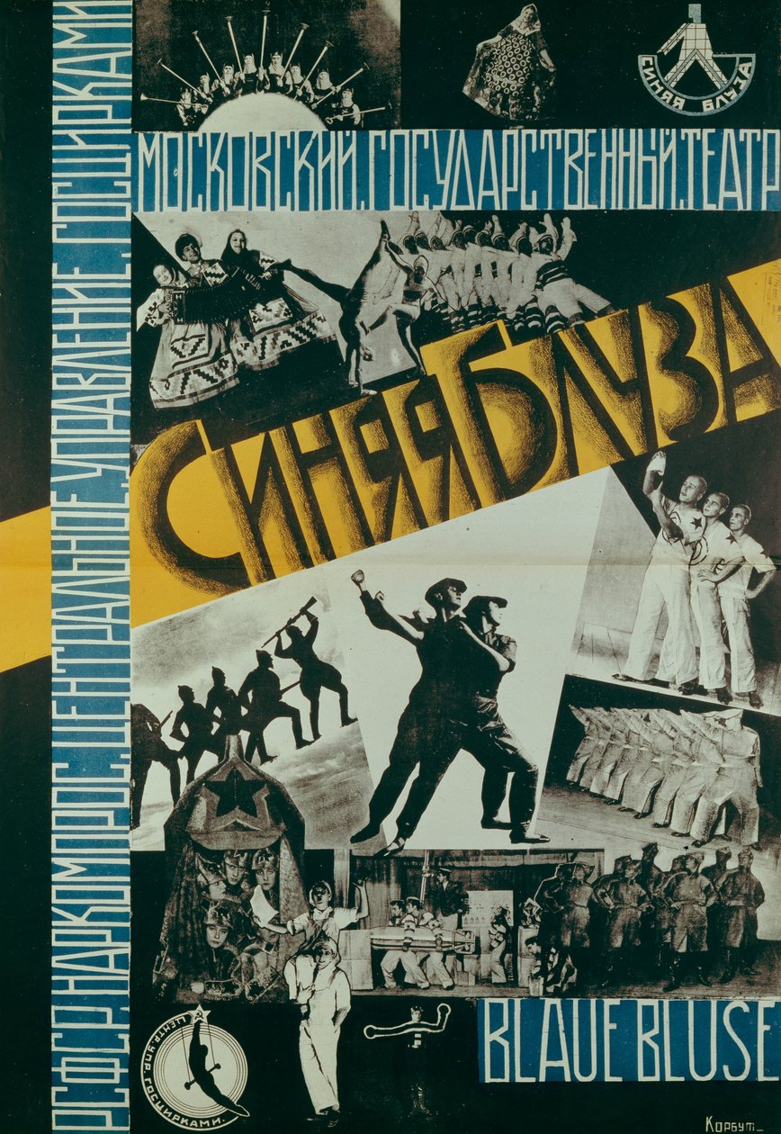 Plakat for Teater Blå Bluse, 1926 af Evgenia Korbut