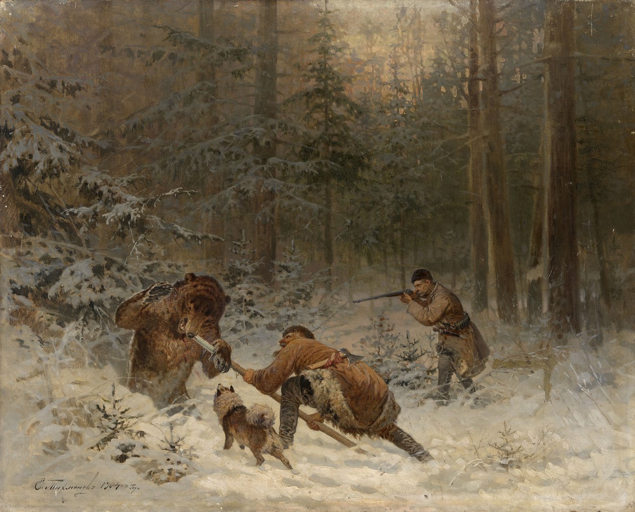 Bjørnejagt af Evgeny Alexandrovich Tichmenev