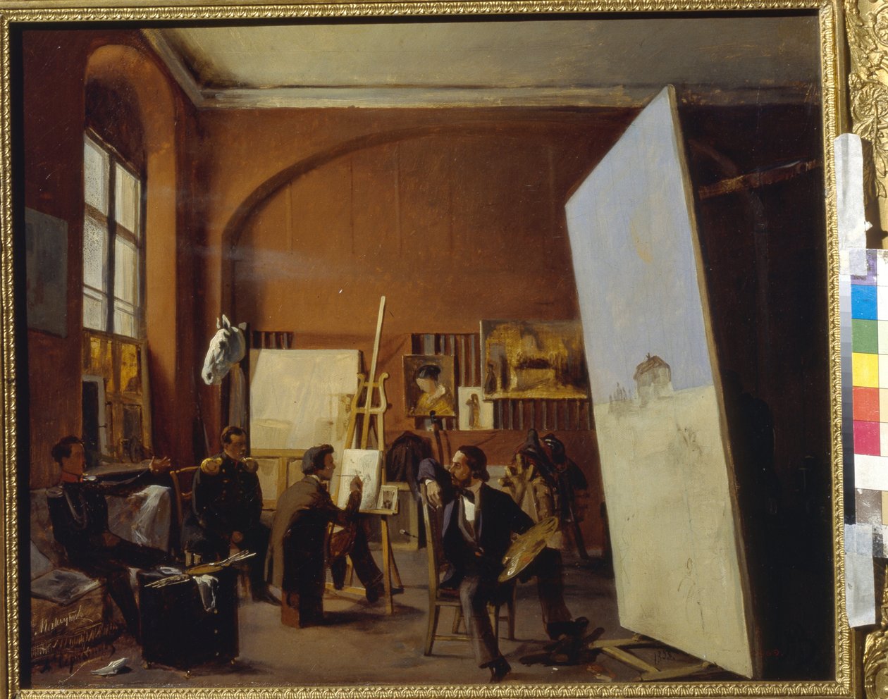 Atelieret af maleren grev Vasily Maksutov (Studio af maleren grev V. Maksutov). Maleri af Yevgraf Semyonovich Sorokin (1821-1892), olie på lærred af Evgraf Sorokine