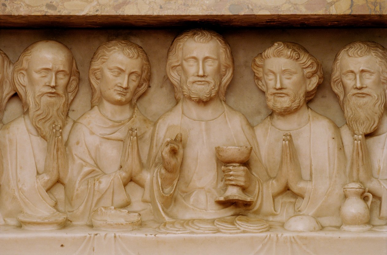Den sidste nadver, detalje ca. 1340 (se også 252648) (marmor) af Evrard d