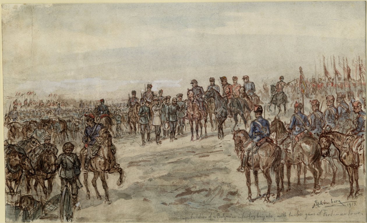 Kapitulation af en bulgarsk infanteribrigade med tolv kanoner ved Ferdinandovo af Ewald Schönberg
