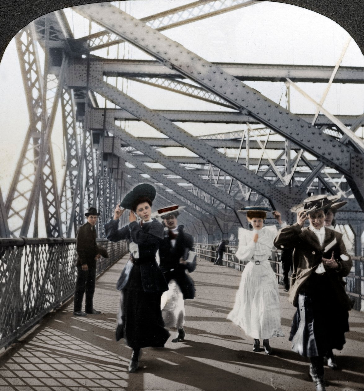 Promenaden, Williamsburg Bridge, New York, USA, omkring 1900-tallet af Excelsior Stereoscopic Tours