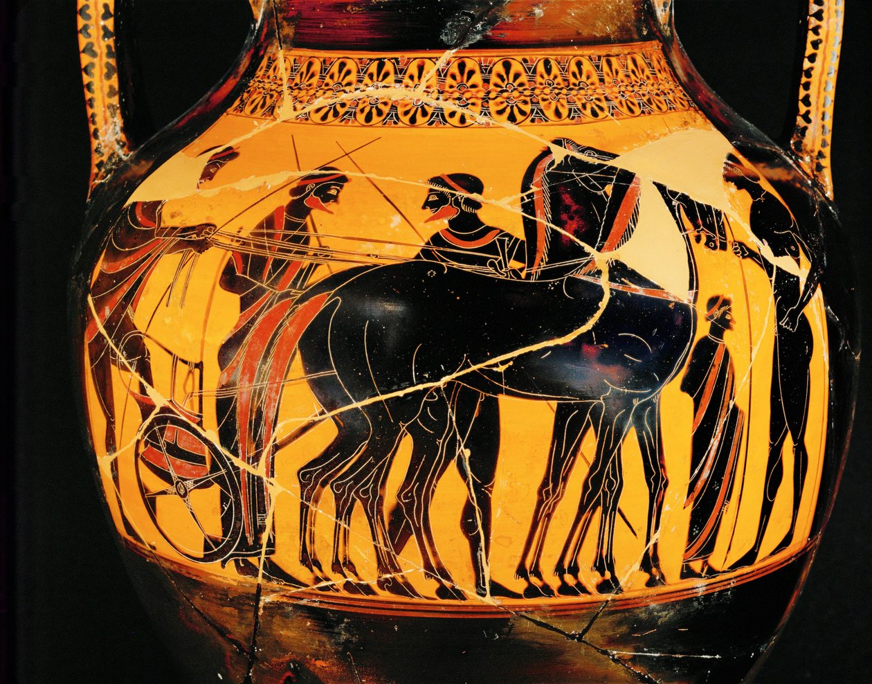 Krigerens afgang i sin vogn ... af Exekias Exekias