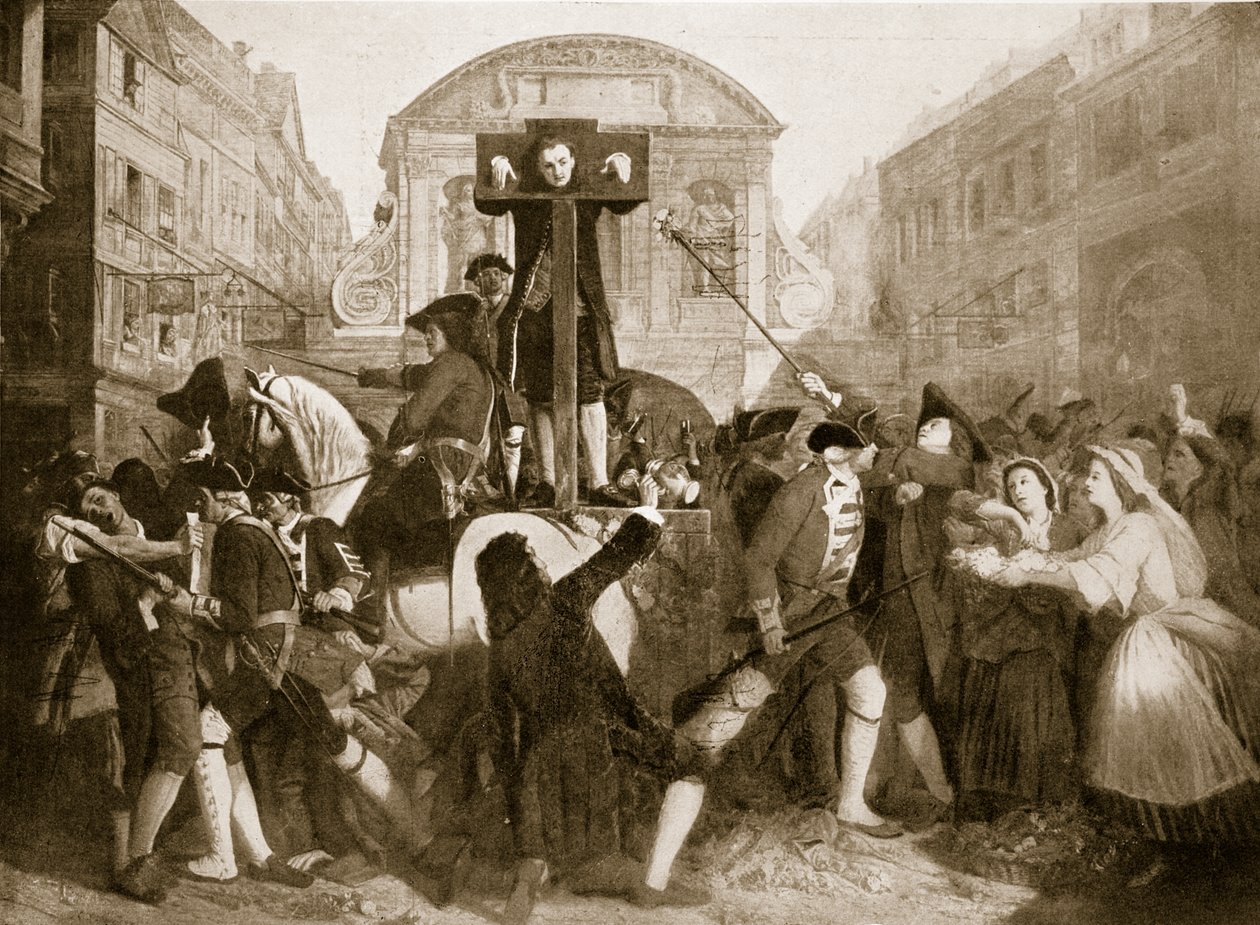 Daniel Defoe in the pillory, 31. juli 1703, illustration fra 