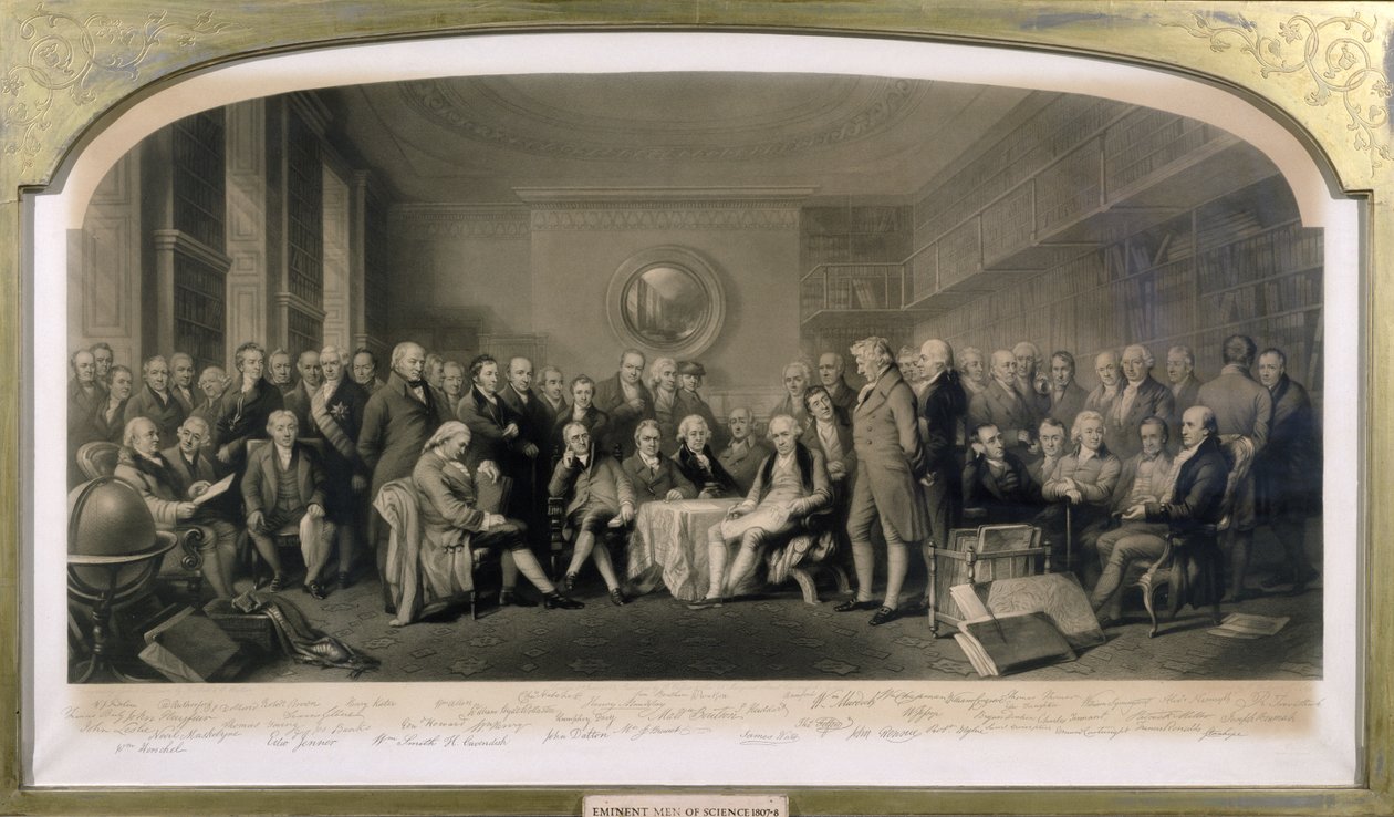 Fremtrædende videnskabsmænd, 1807-08, samlet i Royal Institution