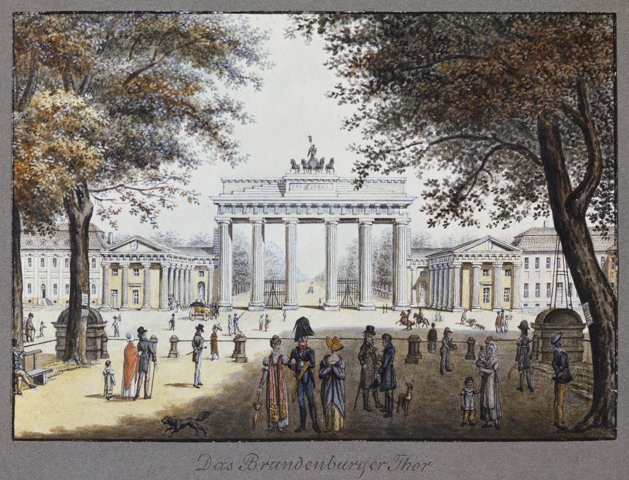 Brandenburger Tor, Berlin (pen og blæk og wc på papir) af F.A. Calau