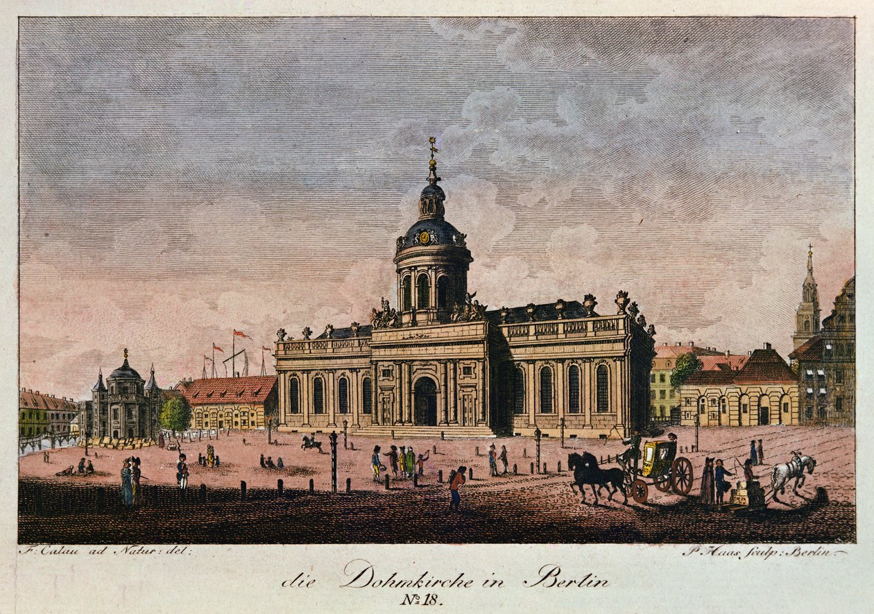 Domkirken, Berlin (farvet radering) af F.A. Calau