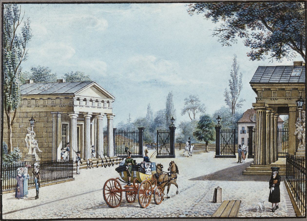 Leipzig-porten, Berlin (pen og blæk og wc på papir) af F.A. Calau