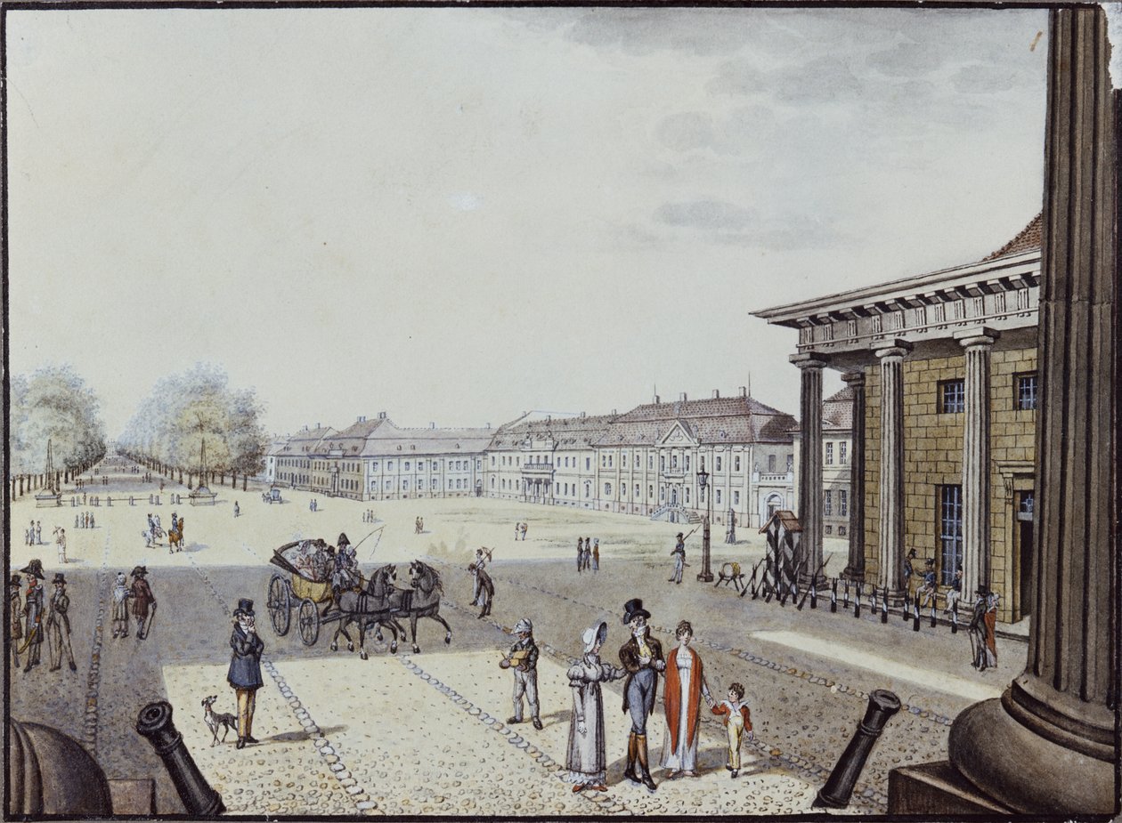 Paris-pladsen, Berlin (pen og blæk og wc på papir) af F.A. Calau