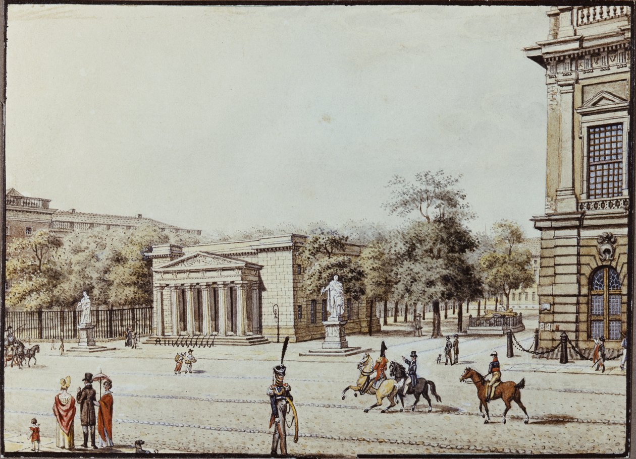 Det nye Watch House, ved siden af Armoury, Berlin (pen og blæk og wc på papir) af F.A. Calau