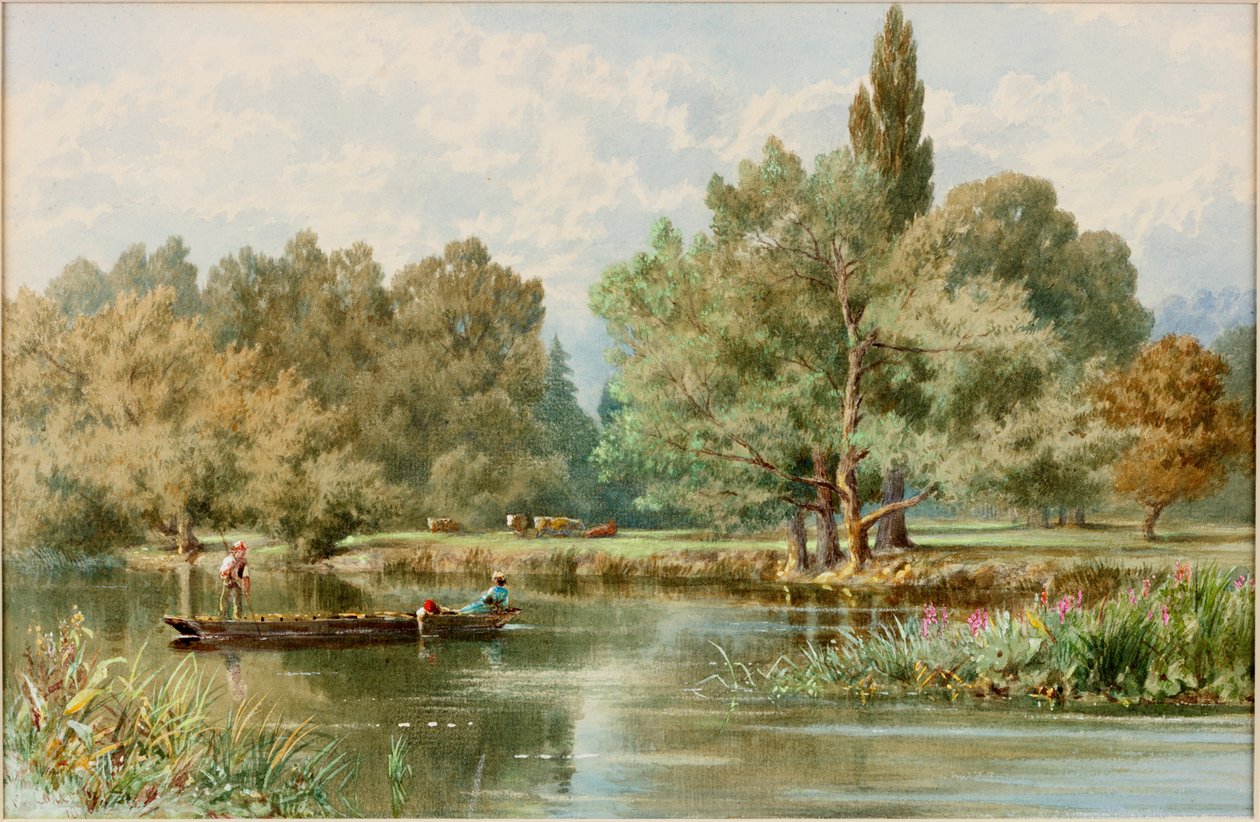 Flodscene (akvarel på papir) af F.G. Coleridge