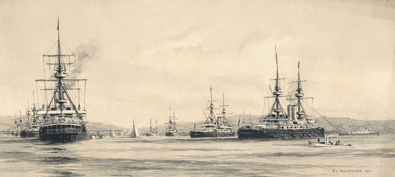 Kanaleskadren ved Lamlash: Sejlregattaen 1901 af F.L. Blanchard