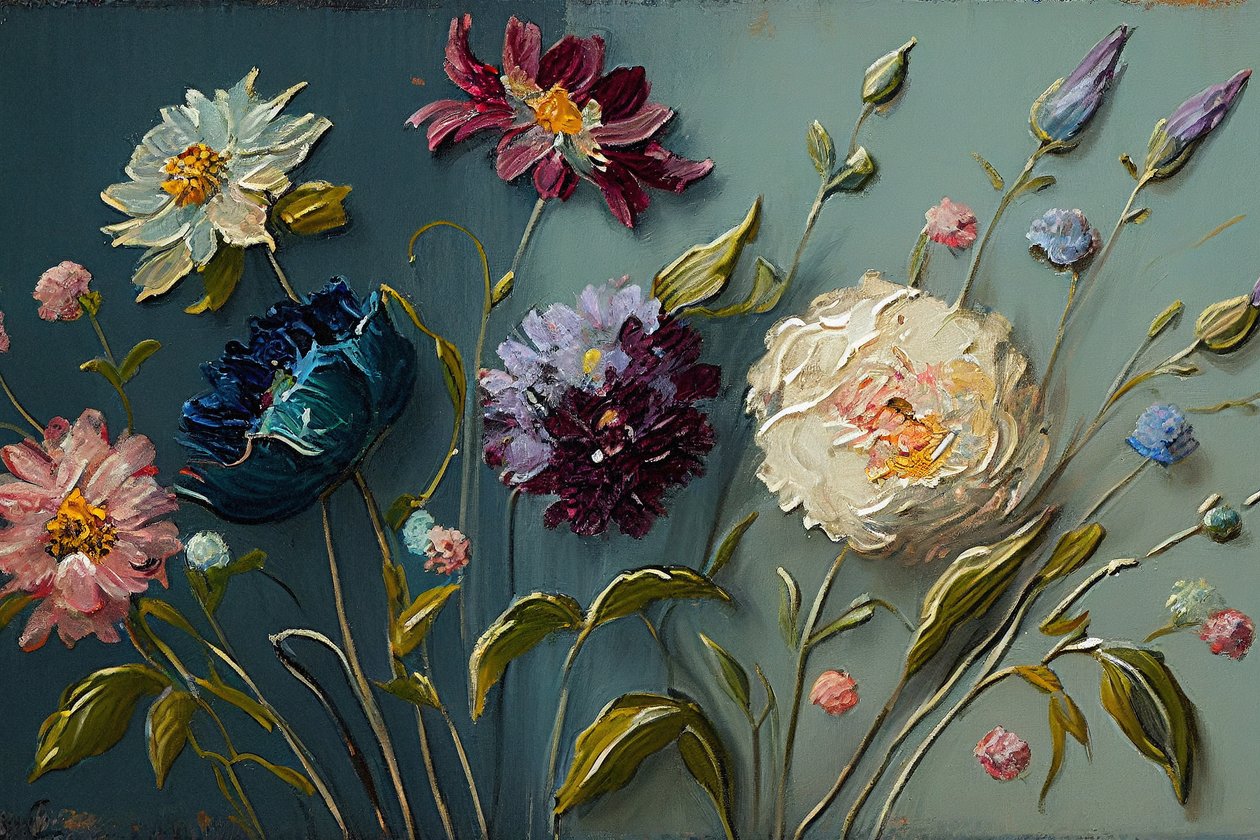 Abstrakt antikt blomsterkunstværk, vægkunst til soveværelset, vægkunsttryk af F. Abderrahim